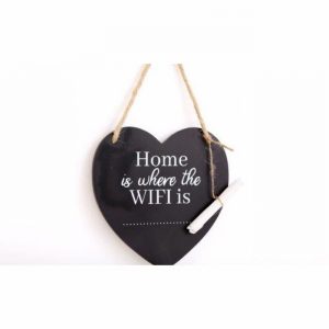 Wall Plaque Chalkboard & Chalk HOME iS WHERE WIFI IS
