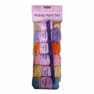 Yarn Knitting Set 6x20Gm Ass. Balls & Pl. Nedles