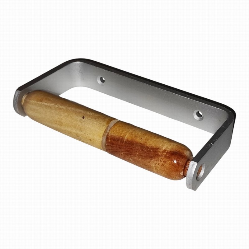 Toilet Roll Holder Alum. Matt Silver Wooden Spindle 6.5" D