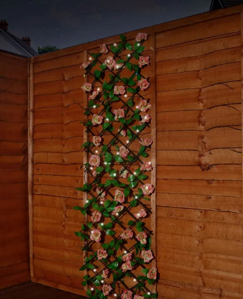 Solar Light Pink Flower on Trellis D - Image 2