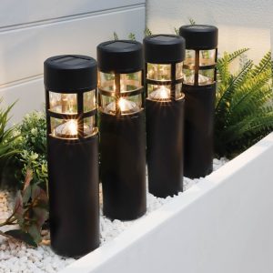 Solar Light Pillar x4 Black  D