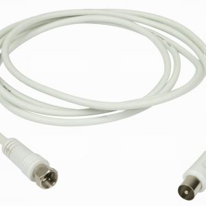 Lead Coaxial Satellite F Plug to Coaxial Plug 2Mtr. White