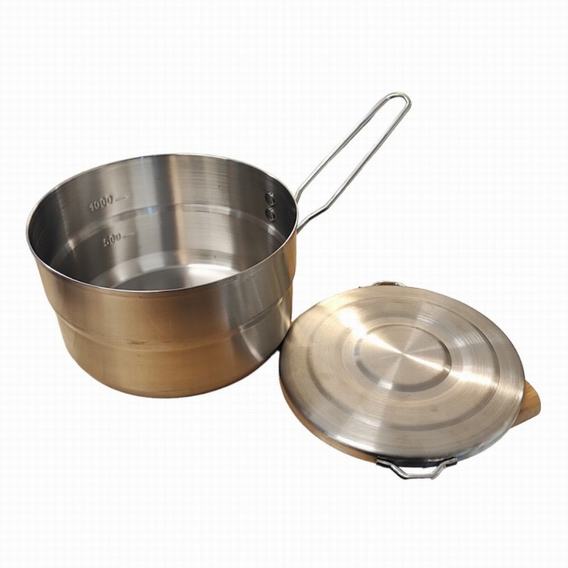 Camping Saucepan WARRIOR 1.5Ltr. SS Folding Handle Bagged - Image 2