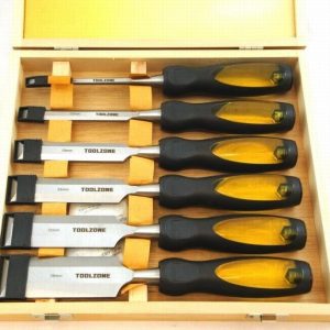 Toolzone 6 Piece Elite Bevel Edge Wood Chisel Set in Wood Case