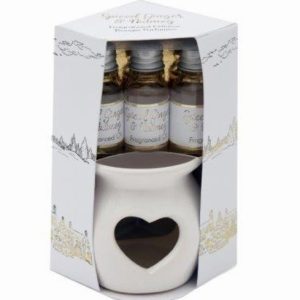 Christmas Gold Village Fragrant Oil Warmer Set