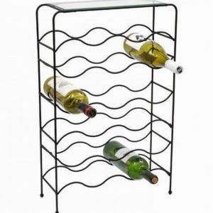 Wine Rack 15Bottle Black Steel 63.5x43x15cm