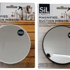 Mirror White Frame 9cm Diameter Suction 10x Power