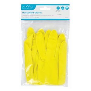 Gloves Household Rubber Medium  9 Yellow x2 Pairs   [+]