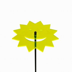Suncatcher Fluorescent Yellow Laughing Sun Garden Stake 6x6x25cm