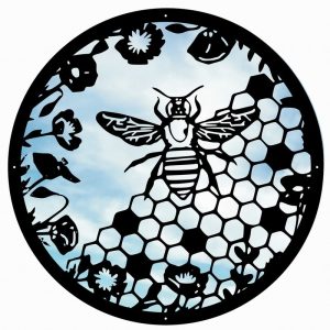 Suncatcher 33cm Honey Bee Motif Black Acrylic Garden Mirror