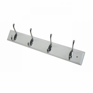 4 Hook Coat Rack on White Wooden Base