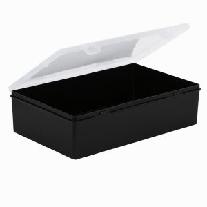 Wham 29cm Black and Clear Organiser Box with Hinged Lid
