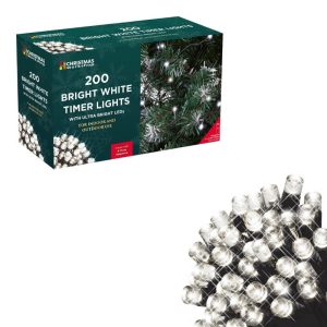 Christmas Lights 200 LED Cool White Timer 3xAA Req.