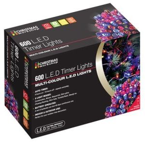 Christmas Lights 600 LED Coloured Timer 3xC Req.