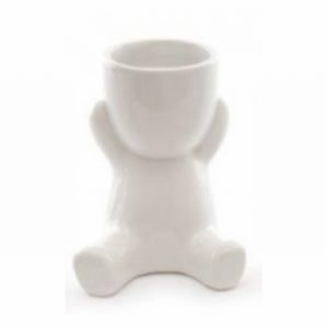 Planter Ceramic White Man Sitting