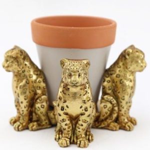 Planter Pot Risers Leopard Gold 8.5x5x10cm x3