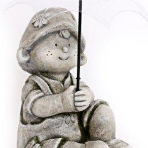 Ornamental Boy Sitting with Umbrella 28.5cm