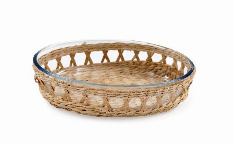 Roaster Glass Oval & Rush Baking Dish 26x18cm