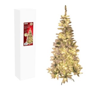 Christmas Tree 6ft Flock Lined Pre Lit Pine