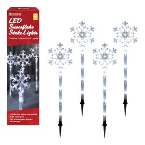 Christmas Light 40 LED Snowflake Stake Light x4