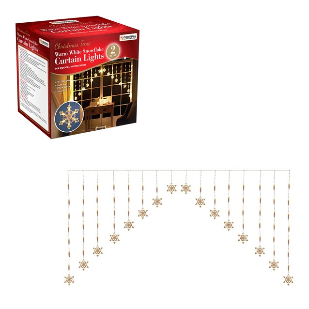 Christmas Lights LED Curtain Inverted V Shape Snowflake