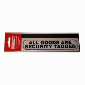 Sign Self Ad. 170x40mm ALL GOODS ARE SECURITY TAGGED