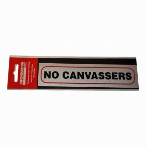 Sign Self Ad. 170x40mm NO CANVASSERS