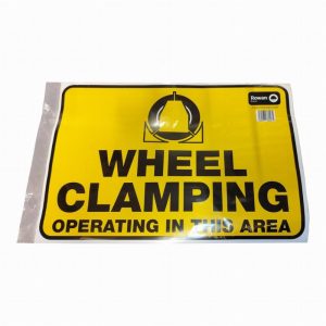 Sign 240x330mm WHEEL CLAMPING OPERATING IN THIS AREA