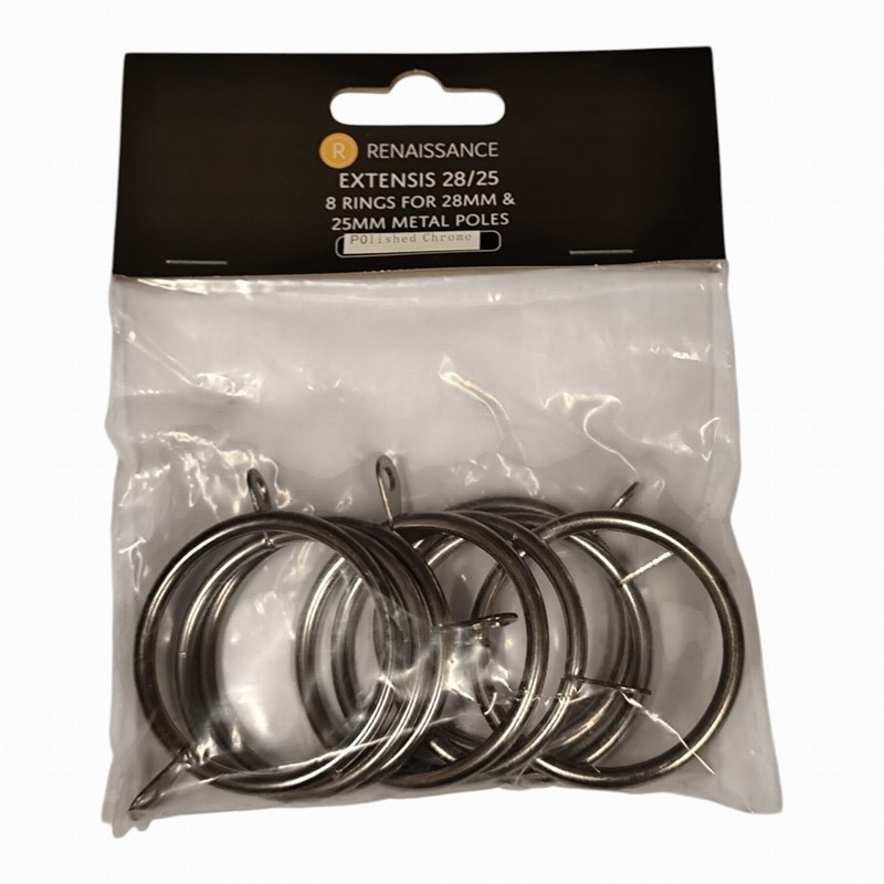 Curtain Pole Rings RENAISSANCE Pol. Chrome x8