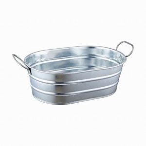 Food Display Tub Oval Galv. With Handles 23x15x7.5cm