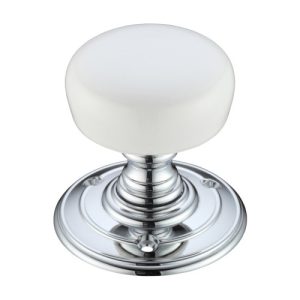 Handle Mortice Knob 70mm P.C. Rose White Porcelain  [*]