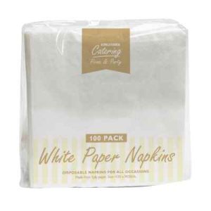 Serviettes Napkins 1Ply White Deluxe 30x30cmx100