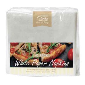 Serviettes Napkins 2Ply White Deluxe 33x33cmx40