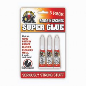 Adhesive Super Glue STRONG AS AN OX 3Gm. X3